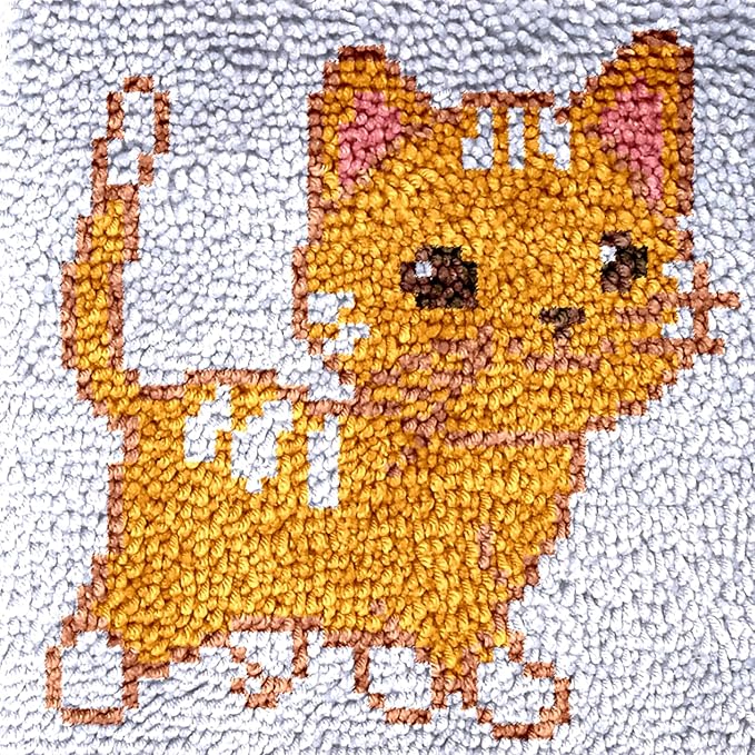 Puzamen Latch Hook Kits for Adults Beginners, 12x12inch Small Latch Hook Rug Kit with Precur Yarns Crochet Tools and Coded Canvas