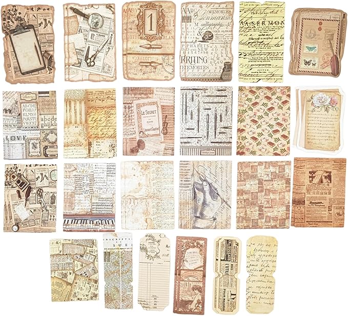 100PCS Vintage Journaling Scrapbooking Supplies Ephemera Pack for Junk Journal Planners Decoupage Paper Scrapbook Stickers Aesthetic Cottagecore Collage Craft Album (Notes)