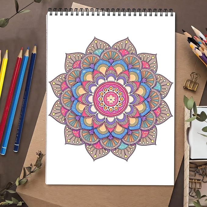 CKMOREL Mandala Coloring Book for Adult Spiral Bound Lay Flat Mandala Coloring Book for Women 24 Pages One Sided Design Gift for Adult to Relax and Relieve Anxiety - Beauty of Mandala