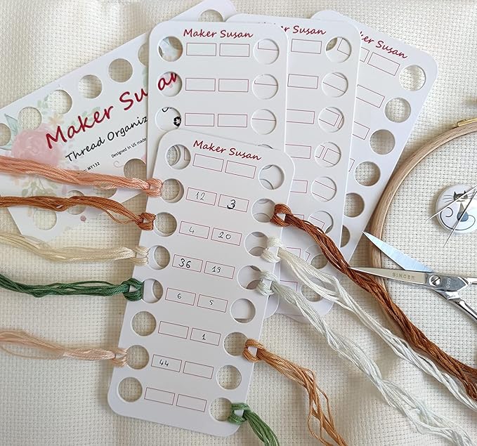 DMC Gold Embroidery Hand Needles (1-3-5-7-8-9 Bundle Pack), Large Eye Sharp End Embroidery and Cross Stitch Needles with Maker Susan Thread Organizer Card (Total 8 Needles, 1 Organizer Card)