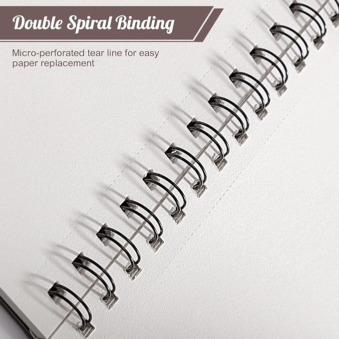 2 Pack Sketch Book 8.5×11 inch, Spiral Sketch Pad 50 Sheets Each(68lb/100gsm), Acid-Free Sketchbook for Drawing Painting Sketching, Art Paper Drawing Supplies for Teens Adults Artists Ideal Gifts