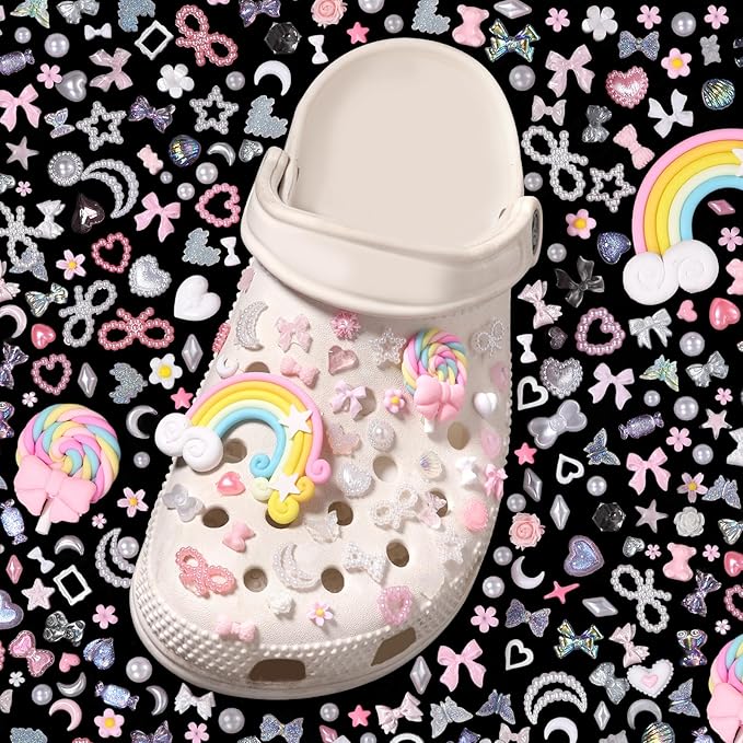 Anower Junk Case Charms Kit, Junk Phone Cases Charm, Flatback Cartoon Lollipop Candy Bear Flower Cute Slime Charms for DIY Crafts, Scrapbooking, Jewelry Making