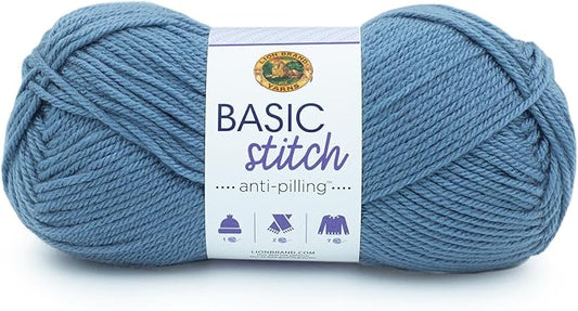 Lion Brand Yarn Basic Stitch Anti-Pilling Yarn for Crocheting, Knitting, and Crafts, Stonewash, 1 Pack