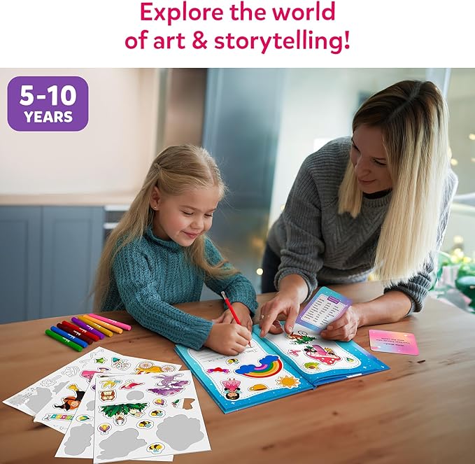 Skillmatics Storybook Art Kit - Create Fairytale Stories, DIY Craft & Writing Kit with 300+ Stickers, Scrapbooking & Journal Activity, Easter Gifts for Kids Ages 5, 6, 7, 8, 9, 10