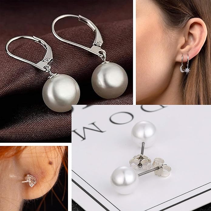 925 sterling silver leverback french hooks - hypoallergenic earring backs with jump rings set - dangle hooks sterling silver findings supplies for jewelry making