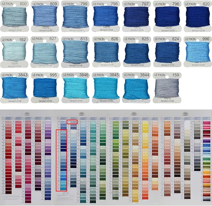 Premium Rainbow Color Embroidery Floss bobbins - Cross Stitch Threads - Friendship Bracelets Floss - Crafts Floss - 20 Bobbins Per Pack Embroidery Floss, Royal Blue Gradient