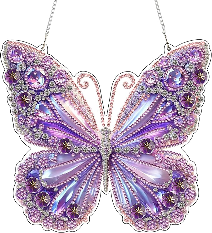 ARPADAMO Hanging Diamonds Art kit for Adult,DIY Butterfly Pendant Diamonds Painting Art Kit, 7.8x7.8 inch Acrylic Diamonds Painting Board Kit Ornament, Special Crystal Diamond Hanging Ornament