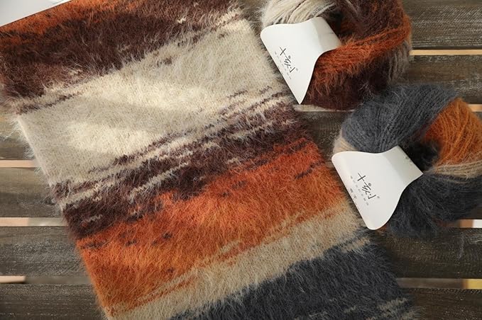 Snowbaby Wool Acrylic Blend Long Pile Yarn,(Worsted) Warm and Luxurious Fuzzy Yarn for Knitting and Crocheting DIY Hats Scarves Sweaters, 2 * 3.52oz/100g 207yds(59-Sunset Twilight)