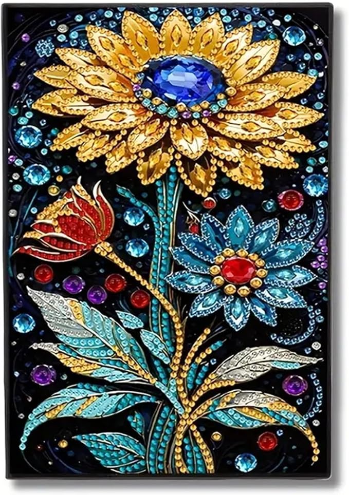 Sunflower Diamonds Painting Notebook for Adults, A5 Diamond Art Journal and DIY Sketchbook, Diamond Art Kit Supplies,Gift for Beginners, Craft Lovers, Artists. (Sunflower)