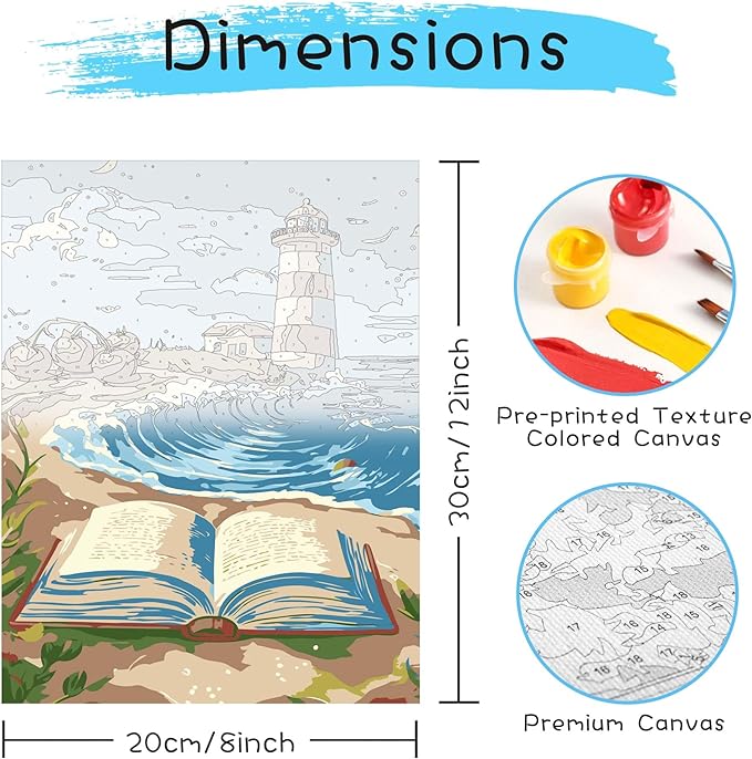 Reofrey Framed Paint by Numbers Kit for Adults & Beginner - 8x12 Inch Canvas Deer Paint by Numbers - Animals Educational & Creative Art Set for Beginners - Perfect for Home Wall Decoration
