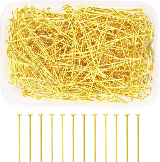 Mandala Crafts 1.5 Inch Gold Flat Head Pins for Jewelry Making Earring Making Supplies – 300 PCs Jewelry Findings for Making Earring DIY Bracelets Rosary Charms