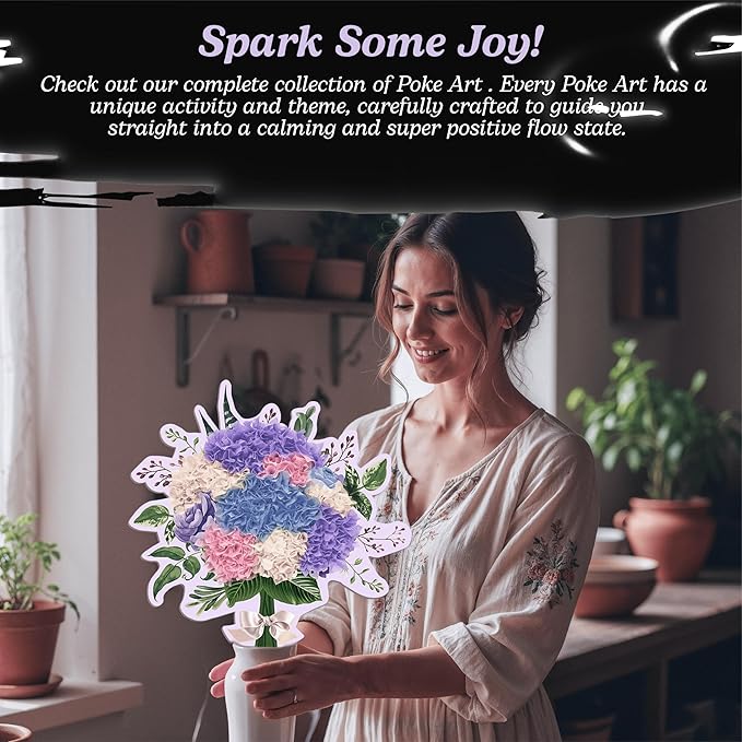 Unwynd Poke Art Hydrangea Flower Bouquet, Mess-Free Arts and Crafts for Adults, Teen Craft Kits, Thoughtful Easter Gifts for Women and Men