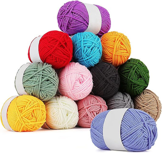 Coopay Yarn for Crocheting & Knitting, 25gx14 Colors Crochet Yarn 1071yd Acrylic Yarns for Crochet Animal Kit, Multicolor Kit 4ply Soft Yarns Set for Beginners/Professionals