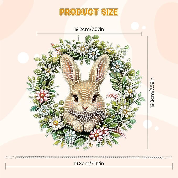 MOGTAA Easter Bunny Diamond Art Hanging Kits for Adults Beginners, Flwoers Landscape Diamond Art Suncatchers, 5D Special Shape Diamond Painting Window Pendant Kit for Home Garden Wall Decor