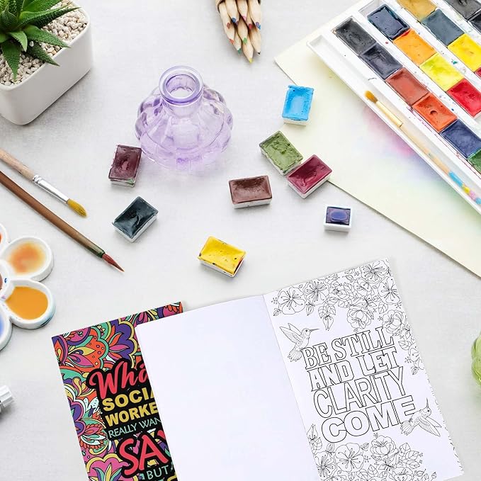 Tenceur 12 Pcs Social Worker Coloring Books Appreciation Gifts for Adult Social Worker Month DIY Art Stress Relief Relaxation Drawing Book Inspirational Patterns Bsw MSW DSW LCSW Office Supplies