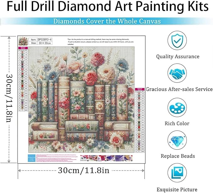 EIBEILI Diamond Art Kits for Adults, Book 5D Diamond Painting Kits for Beginner DIY Gem Art Full Drill Diamond Dots Crystal Craft Kits for Home Wall Decor Gifts 12x12inch