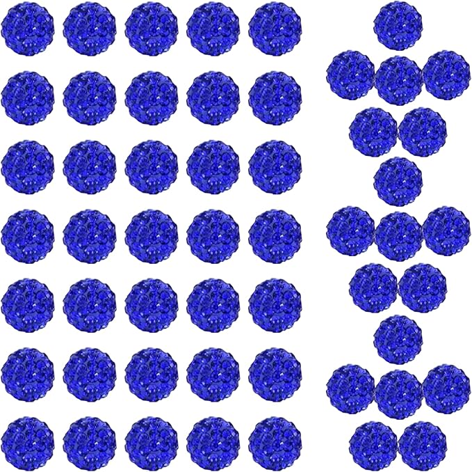 10mm Grade A Sapphire Blue Rhinestone Beads for Baseball Necklace-Round Disco Ball Bead Rhinestone Clay Beads for Earring Jewelry Making,Necklace Bracelet,DIY Craft Supplies(200 pcs)