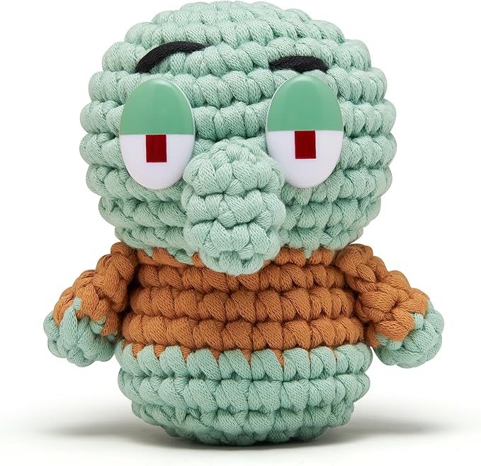 The Woobles Crochet Kit for Beginners – Spongebob Squarepants Craft Kit with Easy Peasy Yarn for Adults & Young Crafters, As Seen On Shark Tank, Step by Step Video Tutorials (Squidward Tentacles)