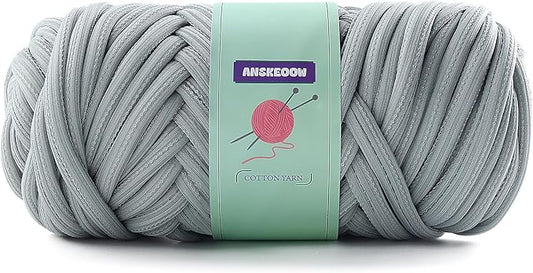 Chunky Yarn for Hand Knitting & Crocheting, Thick Big Twist Tubular Yarn for Making Blankets, Bags, Baskets, Pillows & Pet Nests - 0.55lb/250g (Blue Gray)
