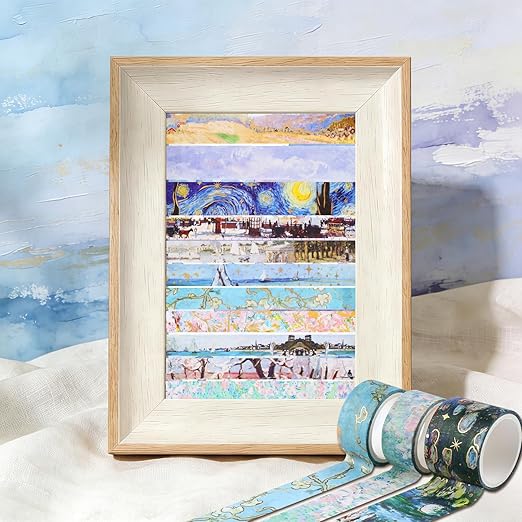 24 Rolls Landscape Washi Tape Set in Oil Painting Style Van Gogh Masking Tapes, Watercolor Scenery Decorative Tapes for DIY Art Crafts Scrapbook Journals Planners Gift Wrapping