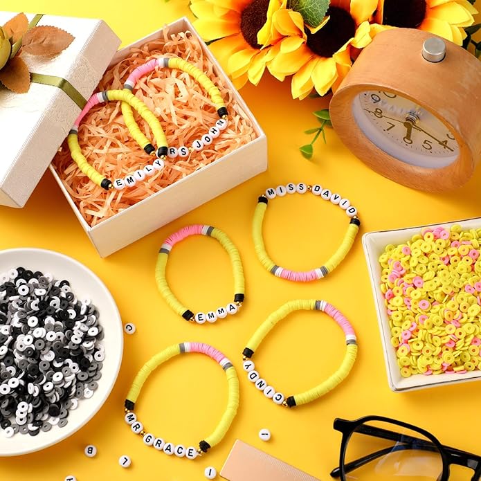 Teacher Appreciation Gift DIY Bracelet Making Kit Teacher Gifts Boho Style Bracelet Beaded Bulk Stretch Jewelry for Thank You Women Friend Party Birthday