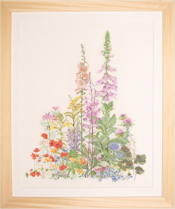 Thea Gouverneur - Counted Cross Stitch Kit - American Wildflowers - Aida - 16 Count - Embroidery Kits for Adults - Crafts - DMC Embroidery Threads and Other Cross Stitch Supplies Included - 554A