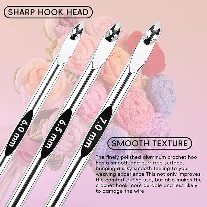 Tunisian Crochet Hooks Set - Tunisian Crochet Hook, Interchangeable Metal Tunisian Crochet Hooks Set with Cable, Tunisian Crochet Hooks, Nickel Plated Aluminum, Ergonomic 3mm-10mm, 26-Piece Set