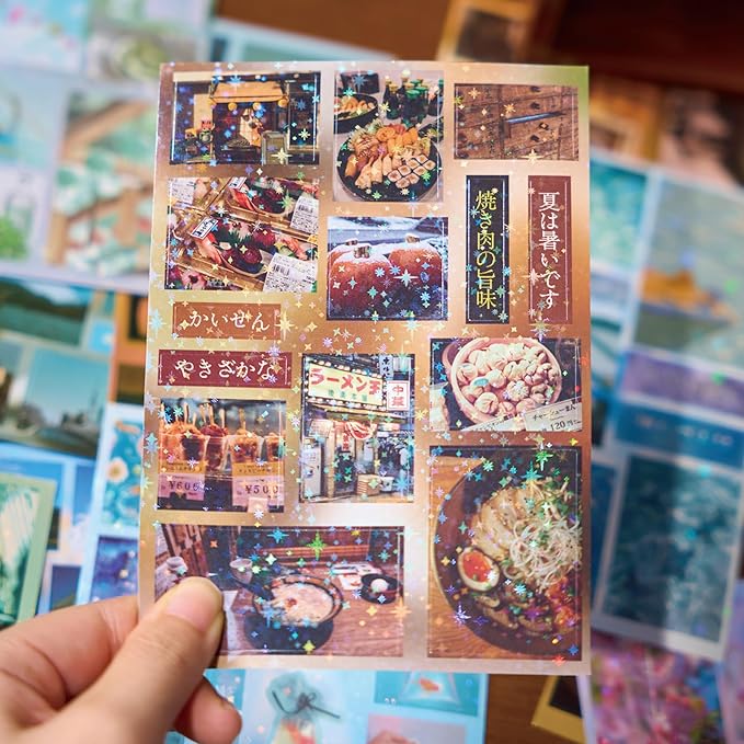 Japanese Sticker Book - 40 Sheets Cherry Blossom & Izakaya Food Stickers for Journals, Planners, Scrapbooking & Water Bottles - Kawaii Vinyl Decals (554 Pcs)