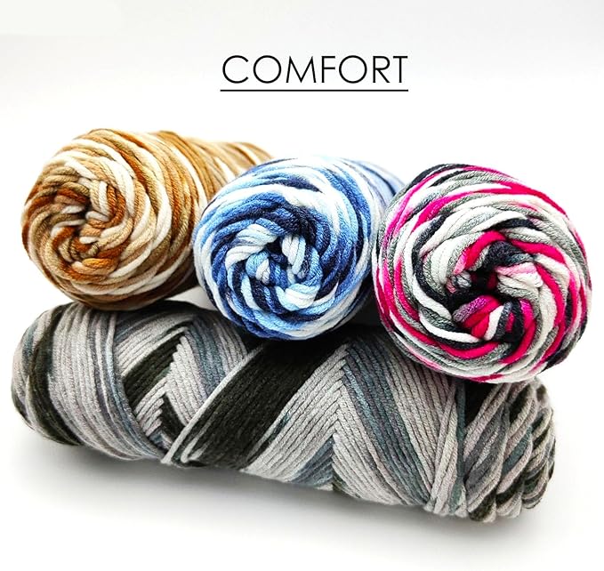 5-Ply Variegated Yarn 200g/2pcs, Acrylic 100%, Chunky Weight 2.5mm, Soft & Cozy, Vibrant Colors, Full Hand Feel for Knitting Sweaters, Scarves, Shawls, Hats (8#Blue White)
