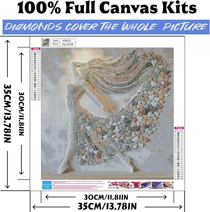 Diamond Art Kits for Adults Pebble Girl, DIY 5D Diamond Painting Kit for Beginners, Stone Full Round Drill Gem Art Dots for Adults, Diamond Dots Paintings Crafts Home Wall Decor 14X14 Inch