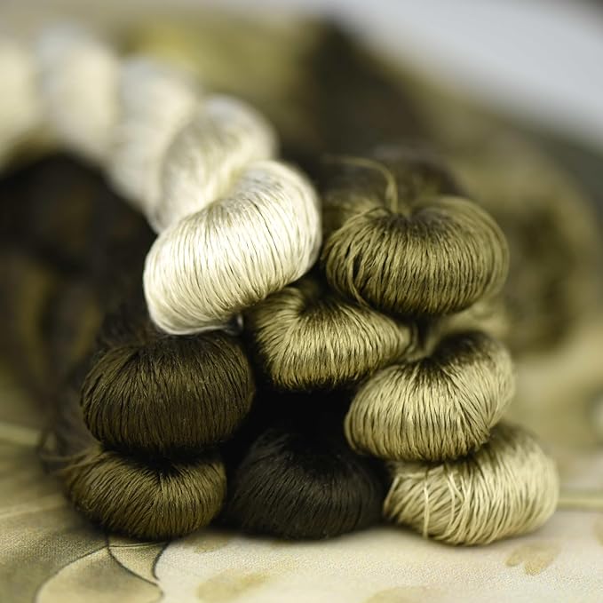 Natural 100% Silk Thread, Handmade Embroidery Thread Silk Floss 8 Colors 110m Each (67)