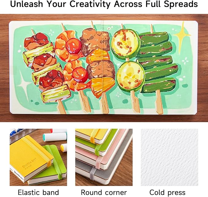 Shuttle Art Small Sketchbook for Acrylic Paint Marker - 2 Pack (36 Sheets Total) 2.36x2.36 Watercolor Journal with 140LB (300 GSM) Paper, Acrylic Paint Marker Journal for FlipFunAlong