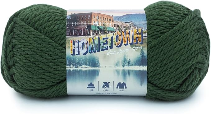 Lion Brand Yarn Hometown Yarn, Super-Bulky Yarn for Knitting, Crocheting, and Crafting, 1 Pack, Ashland Pine
