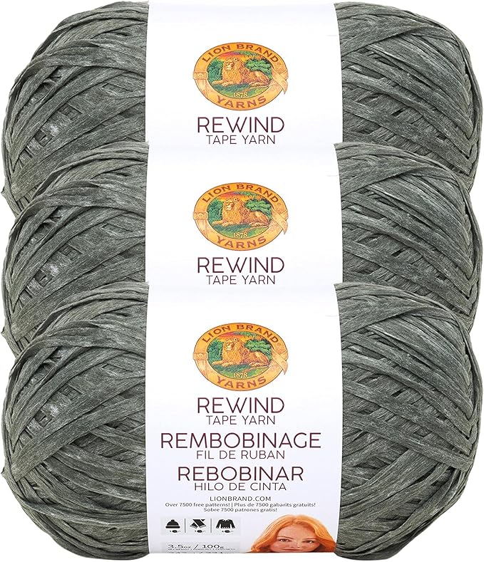 Lion Brand Rewind Yarn - 3-Pack Craft Tape Yarn for Knitting and Crocheting, Olive You