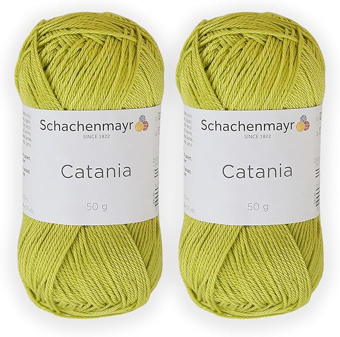 2 Skein/Pack Schachenmayr (SMC) Catania Originals Yarn, Each Ball 1.76 Oz (50gr) / 136 Yards (125 m), 100% Mercerized Cotton for Knitting and Crochet Yarn, Sport Weight, 245 - Anise
