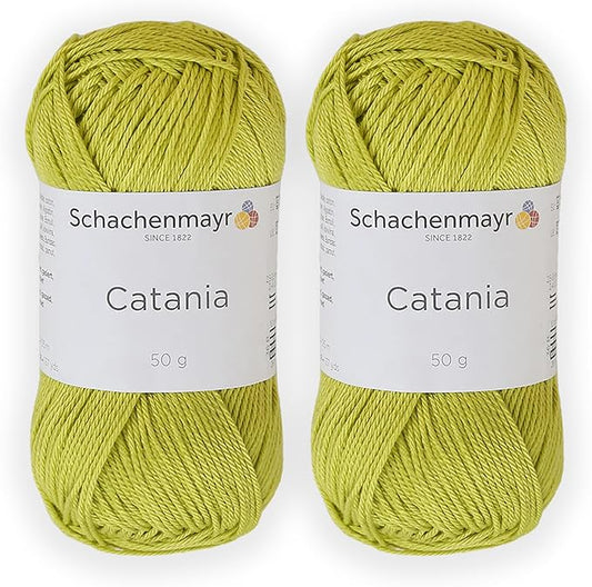 2 Skein/Pack Schachenmayr (SMC) Catania Originals Yarn, Each Ball 1.76 Oz (50gr) / 136 Yards (125 m), 100% Mercerized Cotton for Knitting and Crochet Yarn, Sport Weight, 245 - Anise