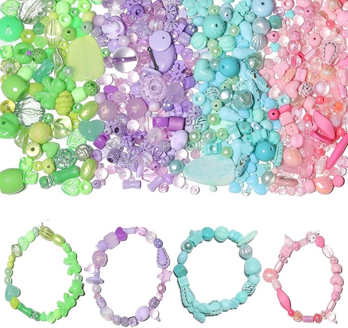 7.5 OZ Assorted Vintage Acrylic Beads for Jewelry Making, Song Xi Unique Flower Rose Czech Beads for Bracelet Earrings, Bohemia Style, Bulk, Arts and Crafts, DIY Holiday Gift (240-260 PCS, Mixed-0)