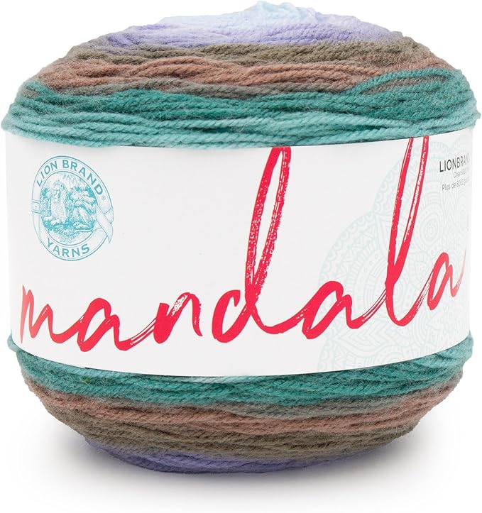 Lion Brand Yarn, Mandala DK Lightweight Yarn for Knitting, Crochet, and Crafts, Bowser, 1 Pack, Self-Striping Acrylic Fiber for Baby Blankets, Multicolor Shawls and Variegated Cardigans