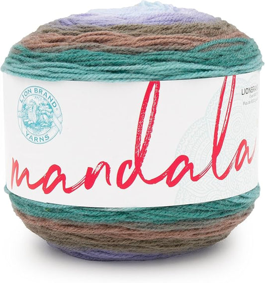 Lion Brand Yarn, Mandala DK Lightweight Yarn for Knitting, Crochet, and Crafts, Bowser, 1 Pack, Self-Striping Acrylic Fiber for Baby Blankets, Multicolor Shawls and Variegated Cardigans