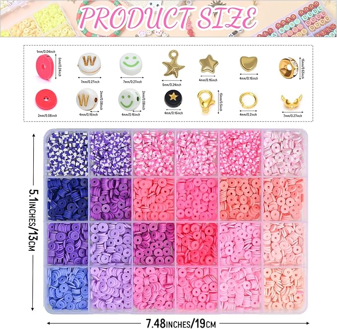 wuzoe Friendship Bracelet Kit, 16888pcs, 96 Colors Polymer Clay Beads & 1200 Letter Beads，Bracelet Making Kit for DIY Jewelry Making&Friendship Bracelet Making