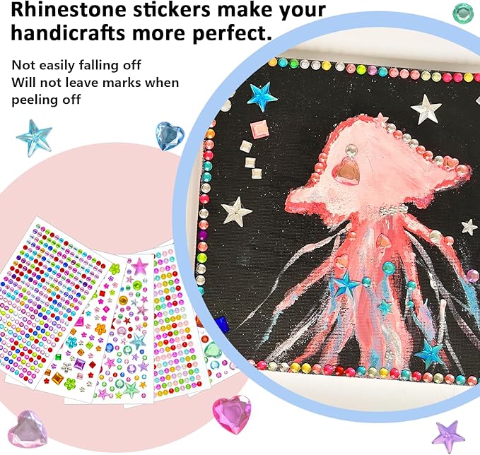 880 craft rhinestone gem stickers (5 self - adhesive sheets). acrylic, face - applicable, multicolor, great for diy crafting & decorating，small stickers for kids