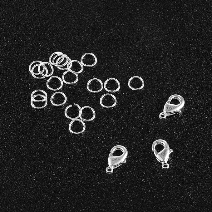 23Pcs 925 Sterling Silver Lobster Claw Clasps 10mm with Open Jump Rings Jewelry Making Set, Sterling Silver Jewelry Finding Supplies Small Lobster Clasps for Necklaces Bracelet Chains Connector