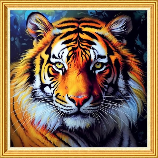foxhool stamped cross stitch kits,11ct printed cross stitch pattern full embroidery kits for beginner needlepoint kits-magical tiger 18x18 inch