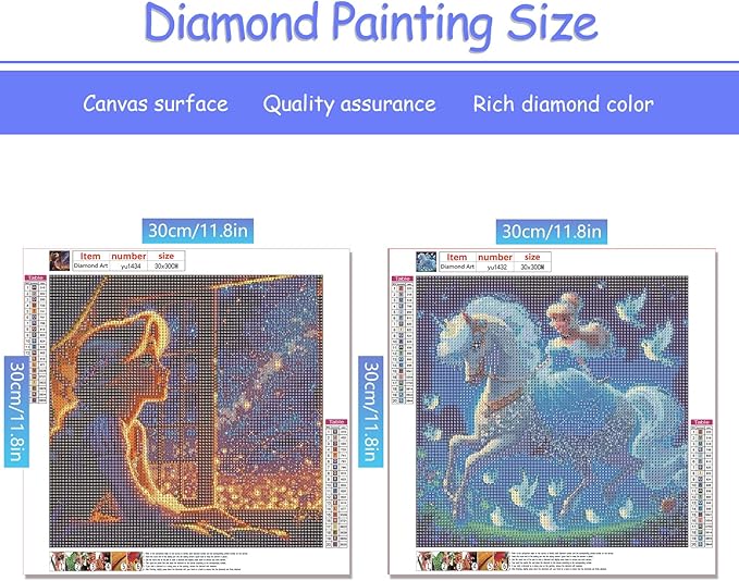 KEYRANKE 2 Pack Princess Diamond Painting Kits for Adults 5D DIY Diamond Art Kit Paint with Round Full Drill Diamonds for Beginners Gem Paintings Art for Home Wall Decor Gifts (12X12 Inch)