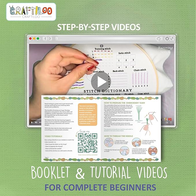 CRAFTILOO Embroidery Kits for Adults Hand Embroidery kit for Beginners with Stamped Embroidery Patterns Starter Embroidery Kit. Needlepoint kit Cross Stitch kit for Teens& Adults Cactus