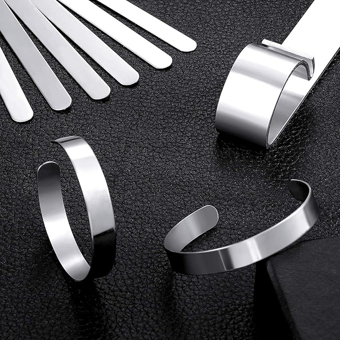 Hicarer 9 Pcs Metal Bracelet Bending Tool Set, 3 Sizes Cuff Bracelet Making Kit, DIY Blank Bangle with Bending Bar Cuff Bracelets Craft Supplies for Stamping & Handmade Bracelets