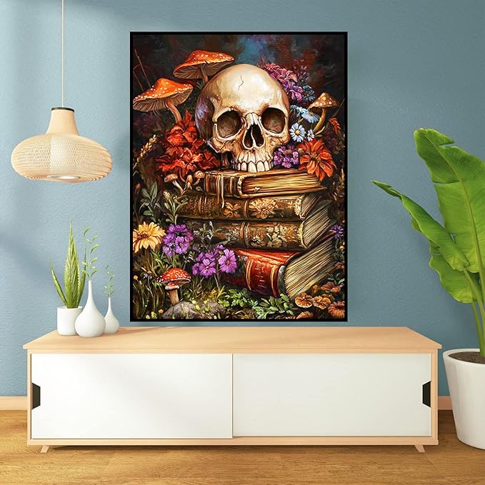 Axquilon Skull Diamond Art Kits for Adults - Book Diamond Painting Kits for Adults Beginner, DIY 5D Full Drill Gem Art for Home Wall Decor 12x16 inch