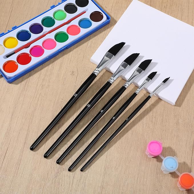 Sibba 5PCS Pinstriping Brush Set Professional Dagger Striper Brush Oil & Watercolor Striping Detail Paint Brushes, Art Paintbrushes Texture Brushes for Acrylic Painting, Fine Lines, Paint by Number