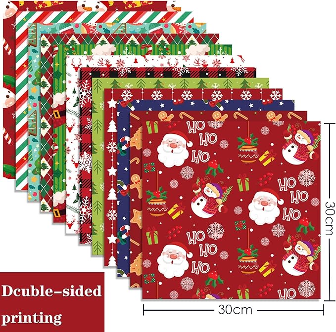 YASMEN Christmas Scrapbook Paper Pad, 12x12 Double-Sided Designer Paper Pads for Card Making, Journals, Planner, DIY Envelopes, Greeting Cards, Decorative Art Craft -24 Sheets