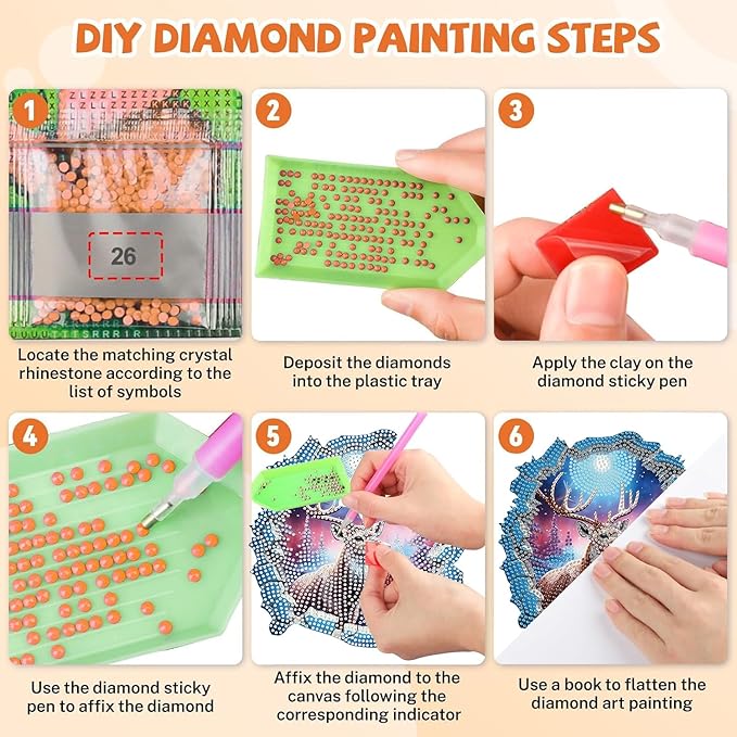 Masendp Deer Diamond Painting Hanging Ornament Kit, DIY Special Shaped Rhinestone Window Hanging Kit, Suitable for Home and Garden Wall Decoration Gifts
